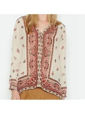 Joie Haya Silk Paisley Print Sheer Blouse S